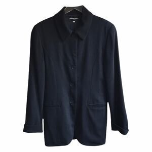 Vintage Philippe Adec Paris Blazer 4 Button Black Longline Jacket Size 10 '90s